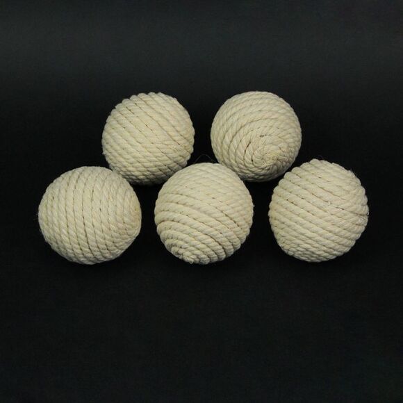 Set of 5 Light Brown Rope Decorative Orb Home Decor Ball Centerpiece Vase Filler - Picture 2 of 3
